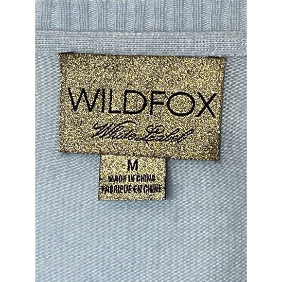WILDFOX White Label Blue Angora blend Sequin Hearts V-Neck Sweater Top - Picture 8 of 10